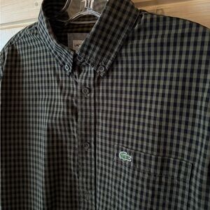 EUC Lacoste Men’s Checkered Button-Down Shirt Sz S Classic Plaid Gingham Checked
